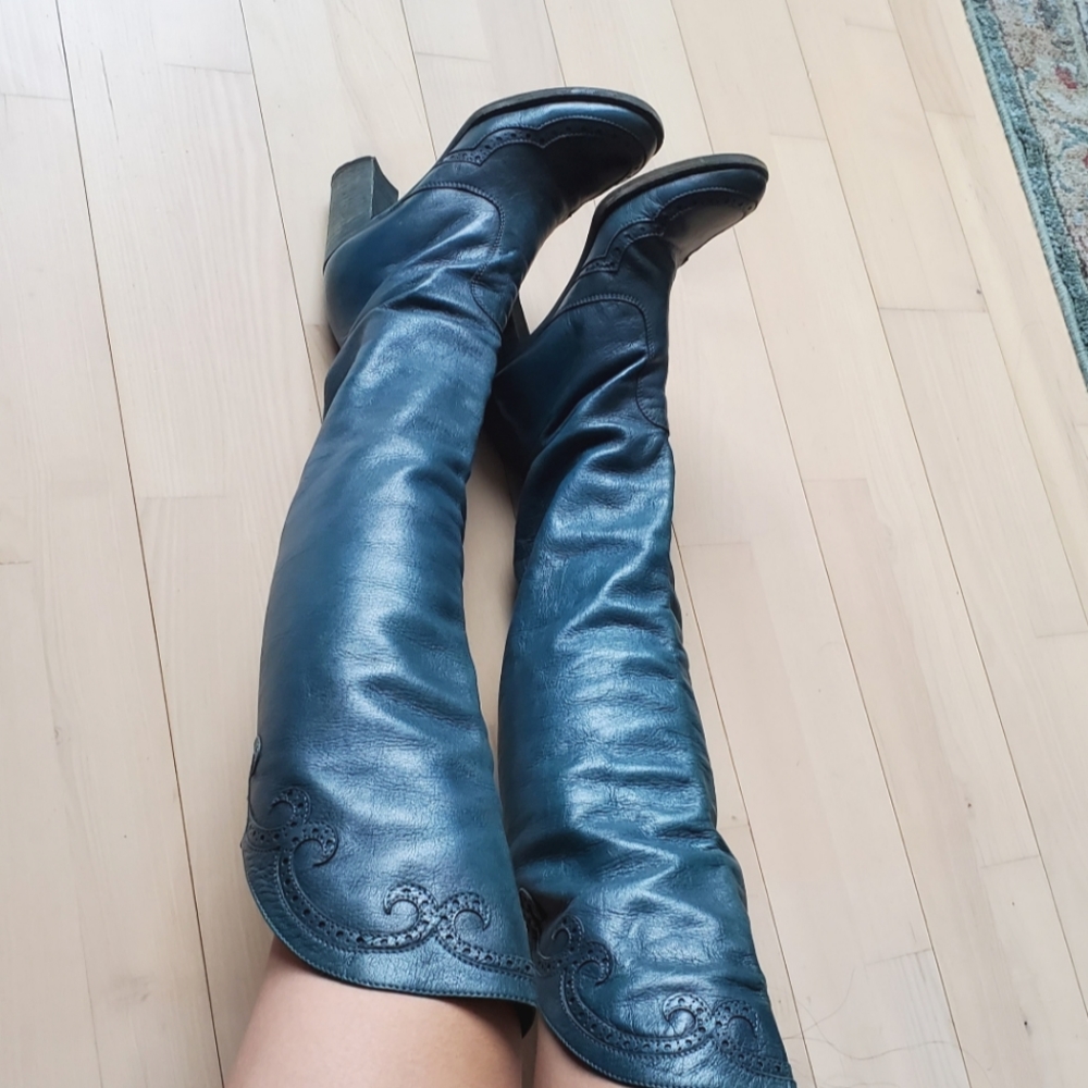 Anna Sui Runway Fall 2009 Over Knee Thigh Leather Heel Boots